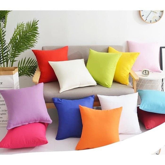 Sarung Bantal Sofa  Bahan Katun Polos Aneka Warna  Sarung 