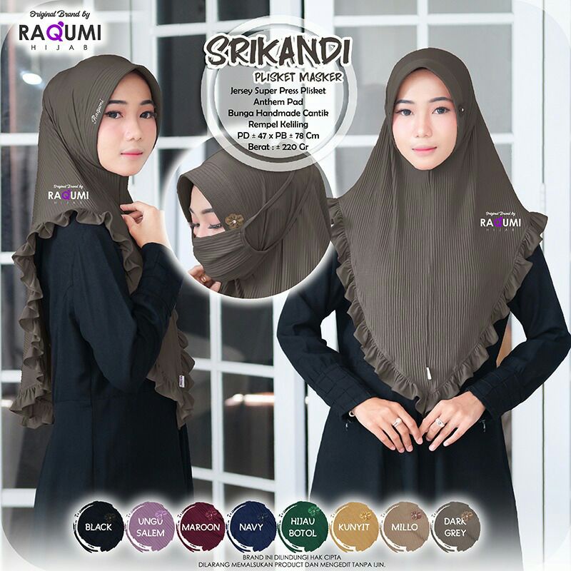 Hijab Instant Terbaru Srikandi Plisket Original Raqumi
