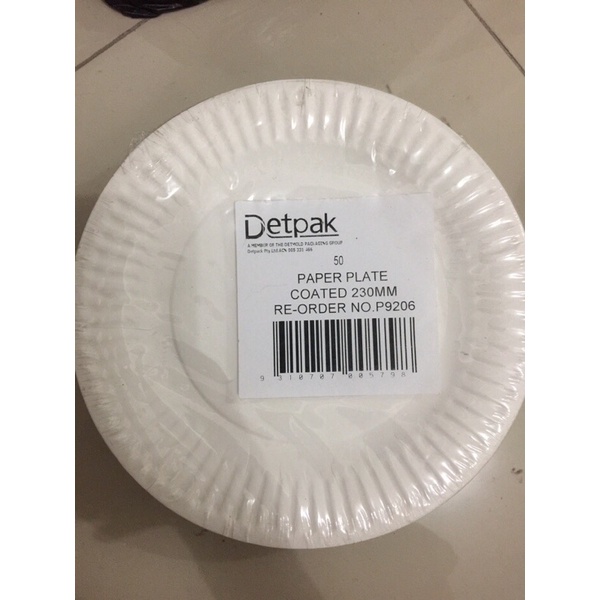 Piring Kertas Putih Besar 23cm Paper Plate 9” isi 50 pcs