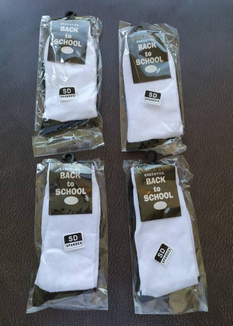 Kaos Kaki Sekolah Back To School Putih Telapak Hitam SD SMP