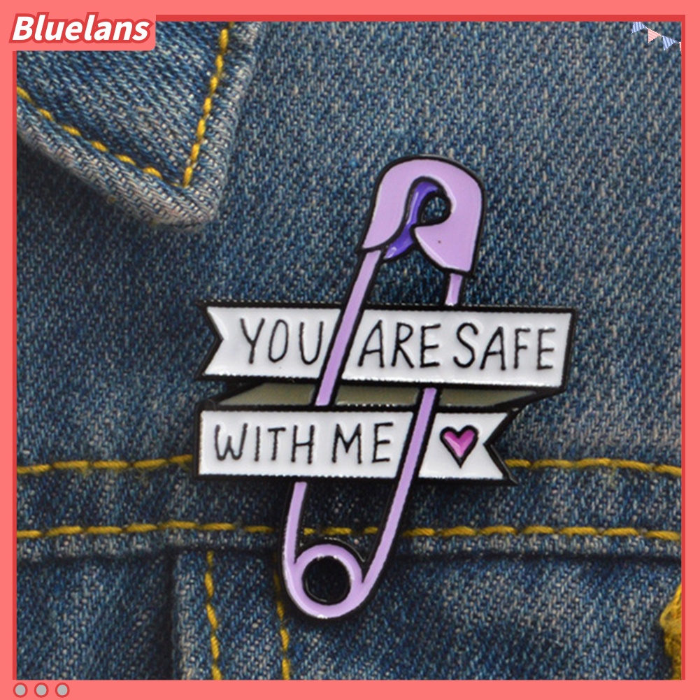 Bluelans Fashion Letters YOU ARE SAFE WITH ME Alloy Enamel Brooch Pin Badge Clip Gift