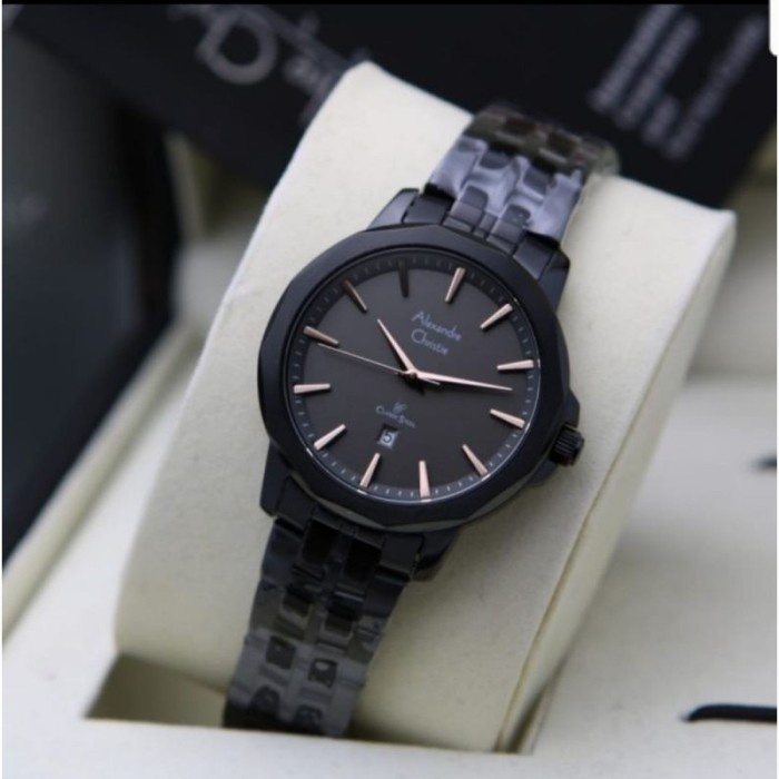 Jam tangan wanita Alexandre Christie AC 8647 AC8647 black grey Original