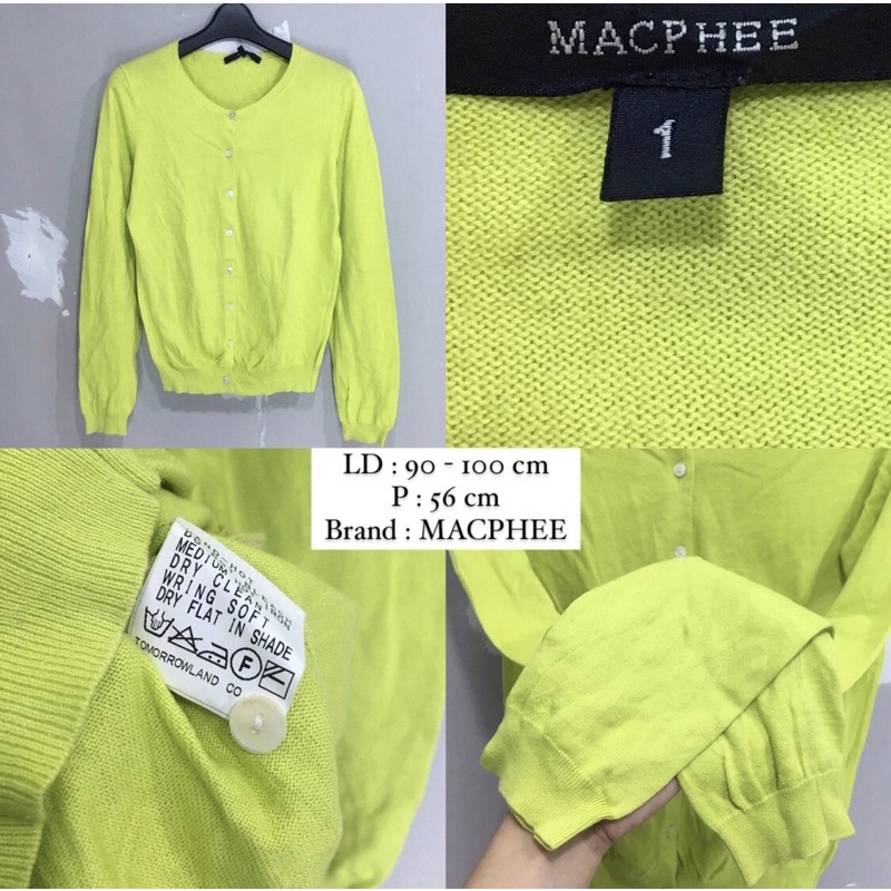 PRELOVED (THRIFT) CARDIGAN RAJUT PREMIUM BRANDED-MACPHEE LIME