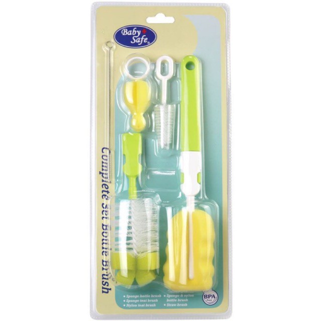 BABY SAFE Complete Set Bottle Brush BS369 (Sikat Pembersih Botol Susu Anak Bayi)