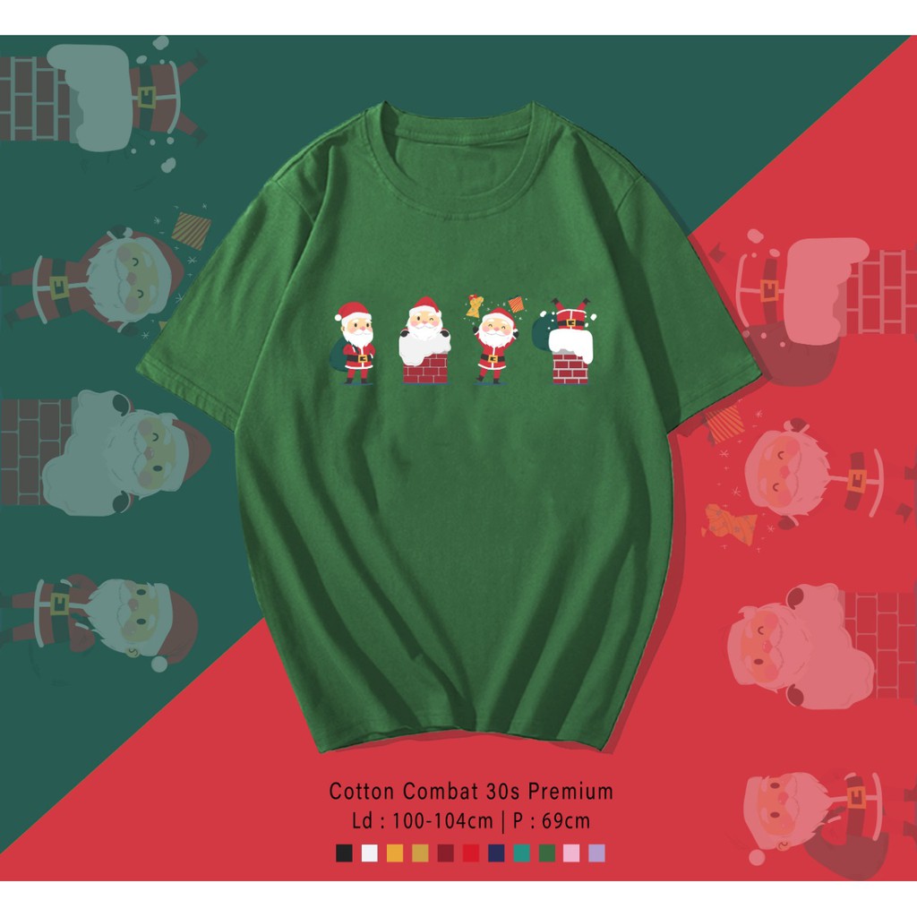 FREE CUSTOM NAMA - FOUR MINI SANTA T-SHIRT / KOAS UNISEX CEWEK COWOK / CUSTOM EDISI NATAL