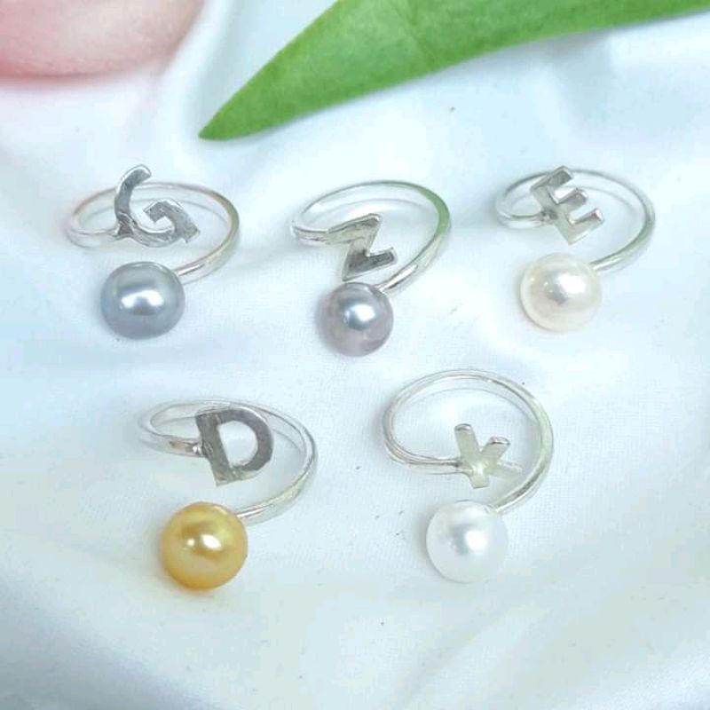 cincin inisial mutiara laut cincin perak cincin mutiara laut