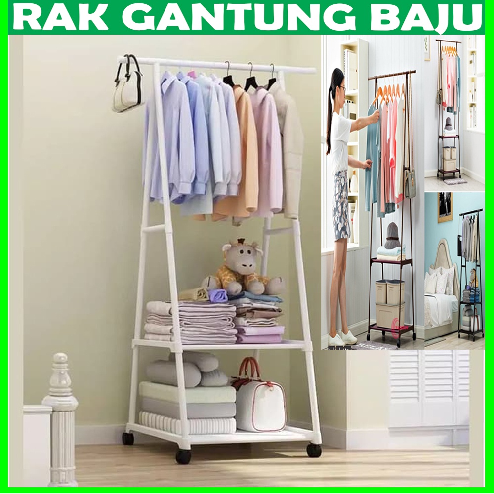 Rak Gantungan Baju Besi Segitiga Stand Hanger Triangle Portable Single Jemuran Baju Gantungan Baju Model Segitiga