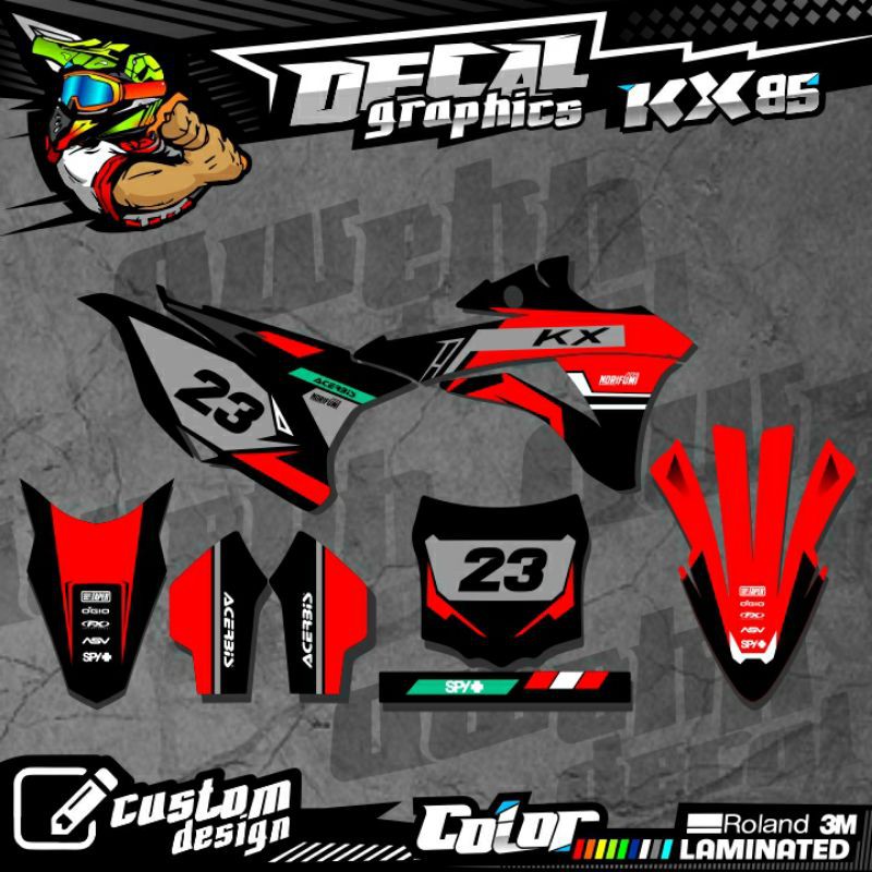 DECAL KX 85 NEW KX 85 LAMA MERAH SILVER