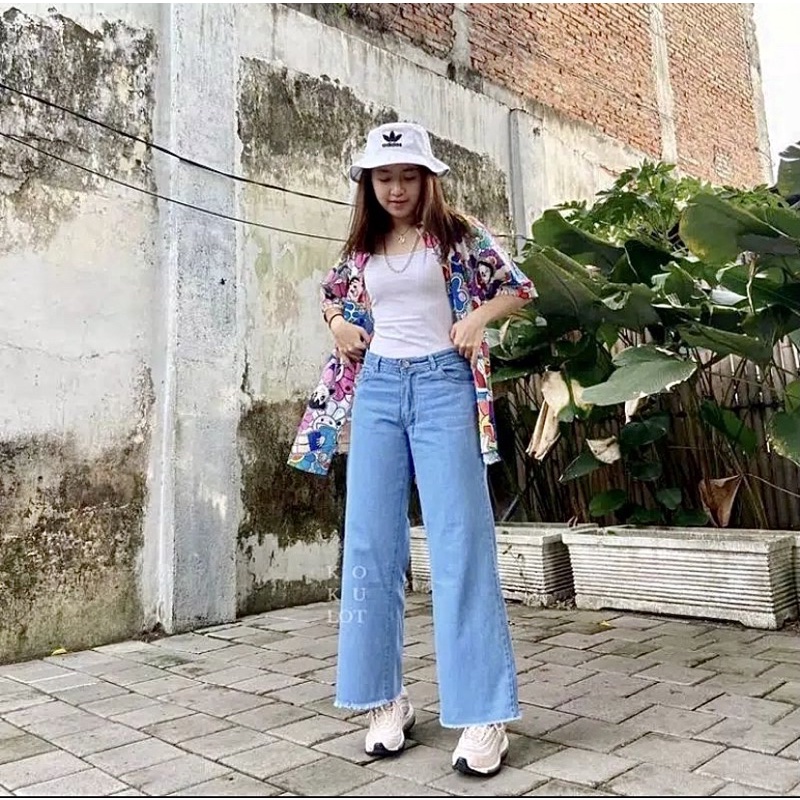 Highwaist Kulot Jeans wanita Rawis