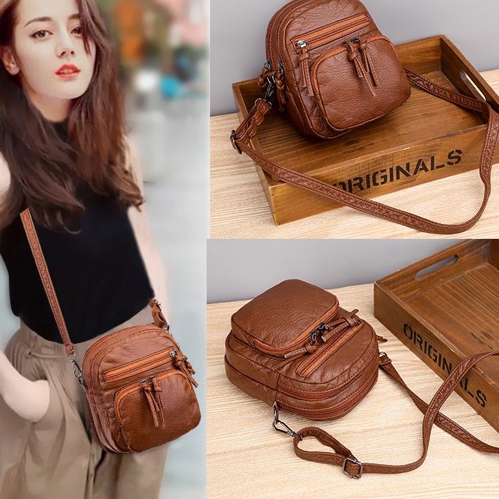 Special TAS SELEMPANG WANITA IMPORT KULIT COKLAT HECANA TA436B7  ORI SLING BAG KOREA REMAJA SIMPLE B