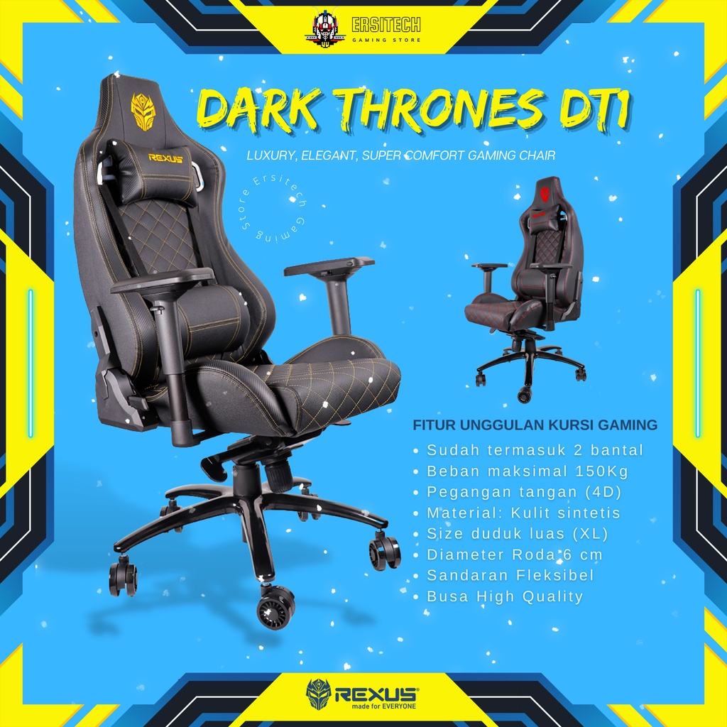 Rexus Gaming Chair Dark Thrones DT1 - Kursi Gaming Rexus, Kursi Gamming, Kursi Rexus, Kursi Kantor, 