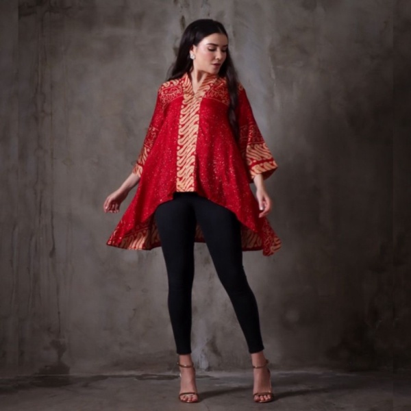 Dijual RINJANIE AVON-BLOUSE BATIK AZALEA KALONG KERAH - Red all size Berkualitas