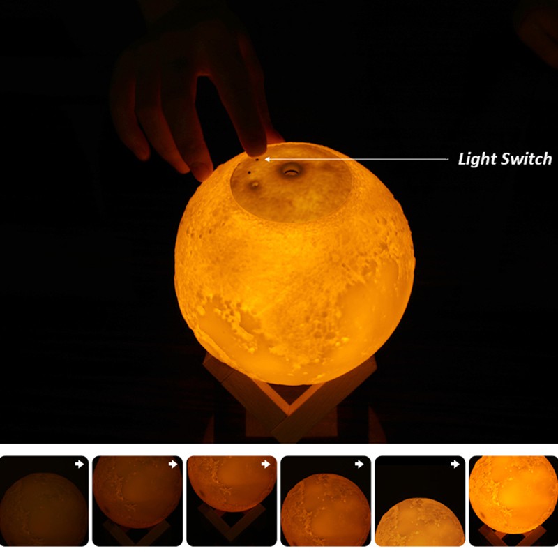 Humidifier Aromatherapy Oil Diffuser Simulation 3D Moon Night Light Ultrasonic