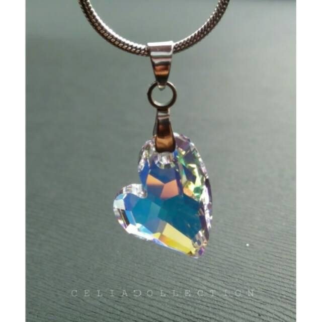 Devoted heart Swarovski pendant kait stainless free kalung titanium