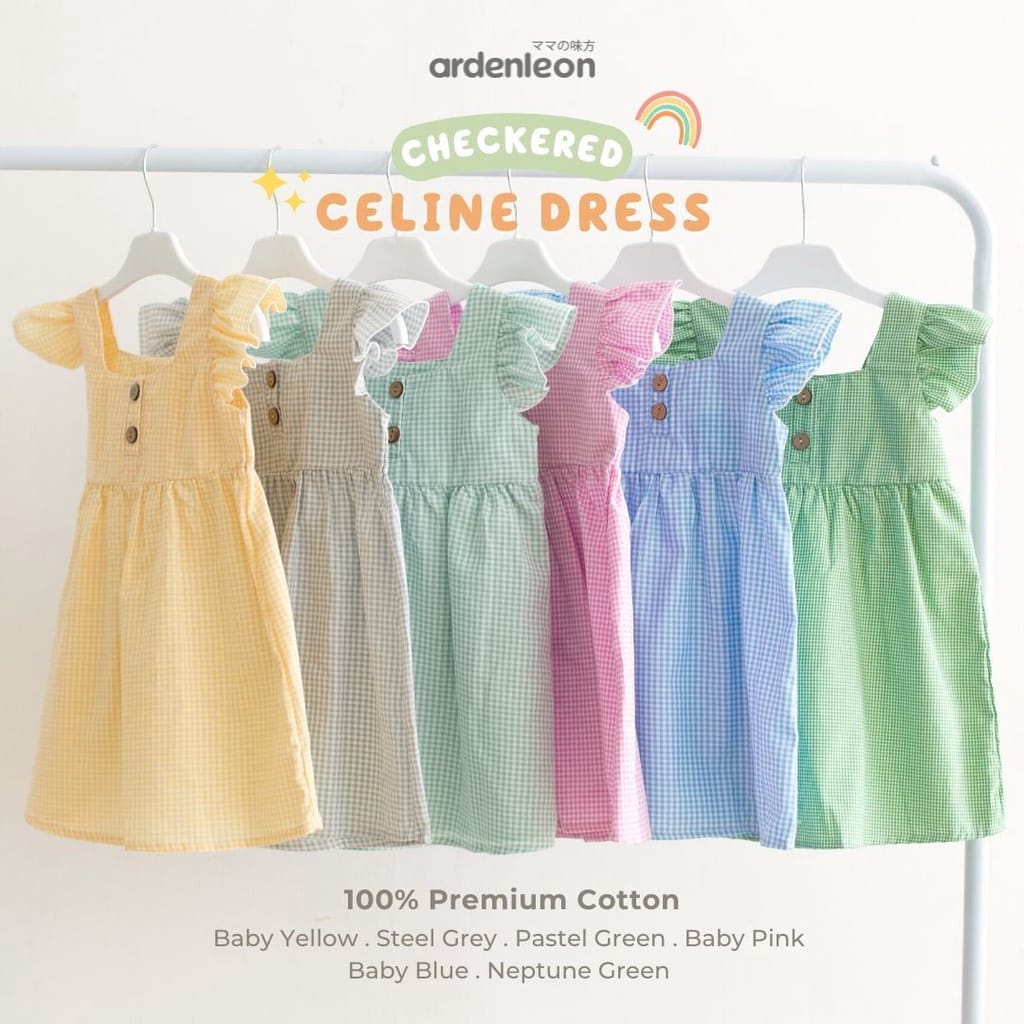 ARDENLEON Girls Dress Kotak-Kotak Checkered Rok Anak / Baju Anak Perempuan / Dress Kotak-Kotak