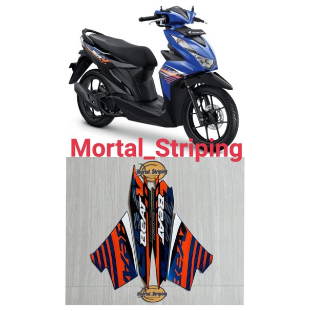 STIKER STRIPING LIS BODY MOTOR BEAT FI NEW TAHUN 2021 - 2022 WARNA HITAM BIRU STANDAR