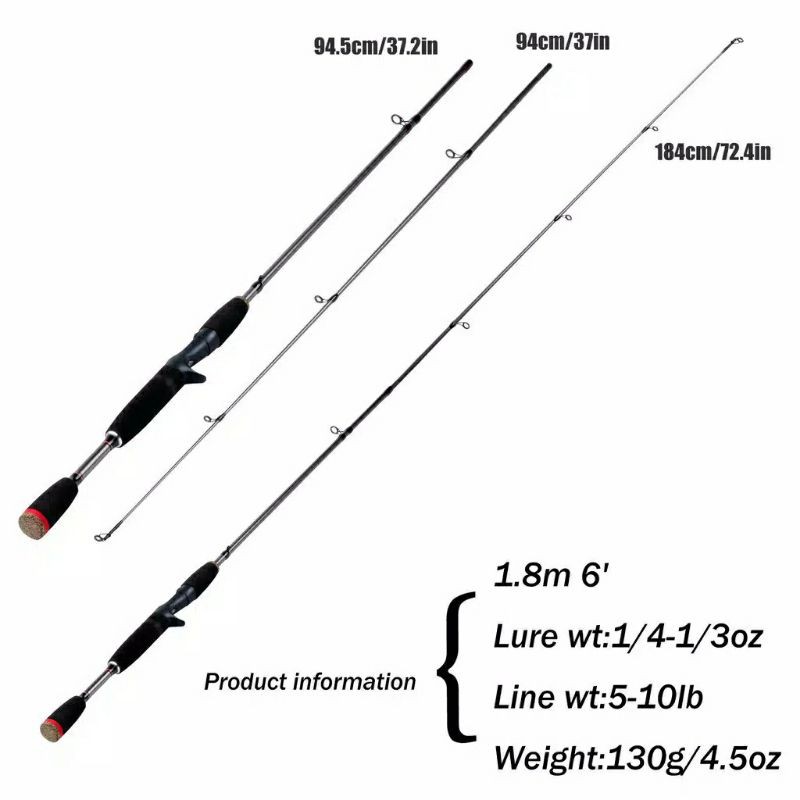 5-10LB Spinning Rod Casting Fishing Pole Joran Pancing 1.8M