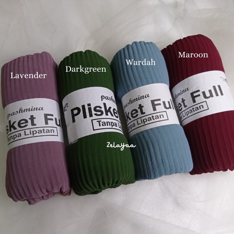 Pashmina Plisket Premium Ceruty Babydoll Tanpa Garis Tengah | Hijab Prisket Lidi