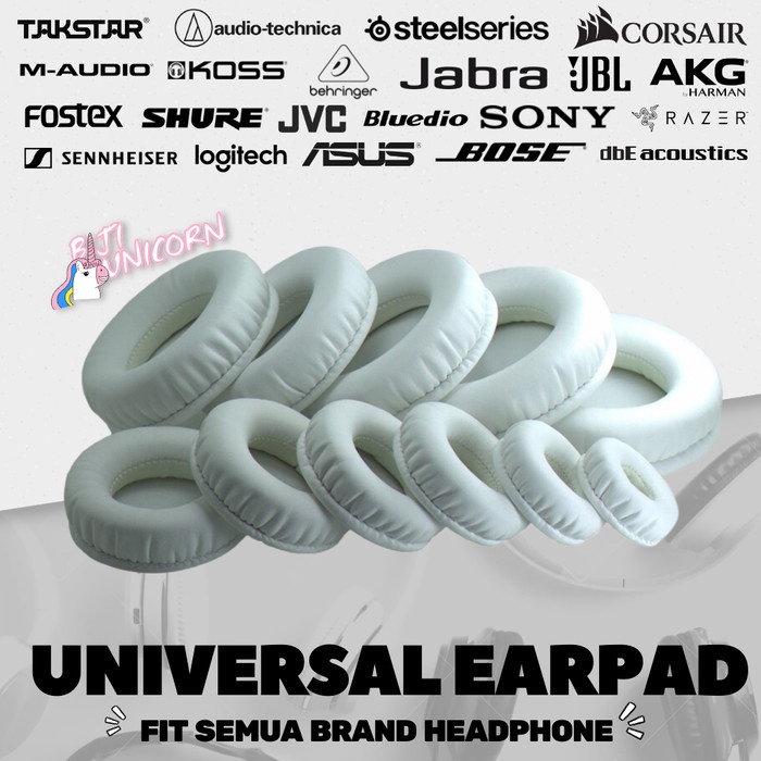 Earpad Earcup Cushion Universal Leather White Busa Foam Bantalan