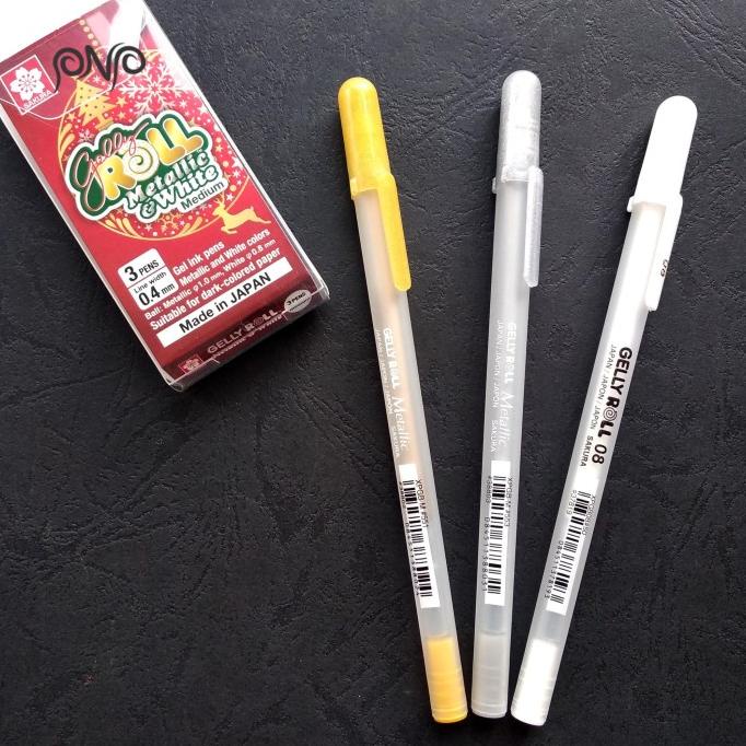 

Silahkan Order] Sakura Gelly Roll Metallic & White Pen Set 3 Colors Pena Metalik