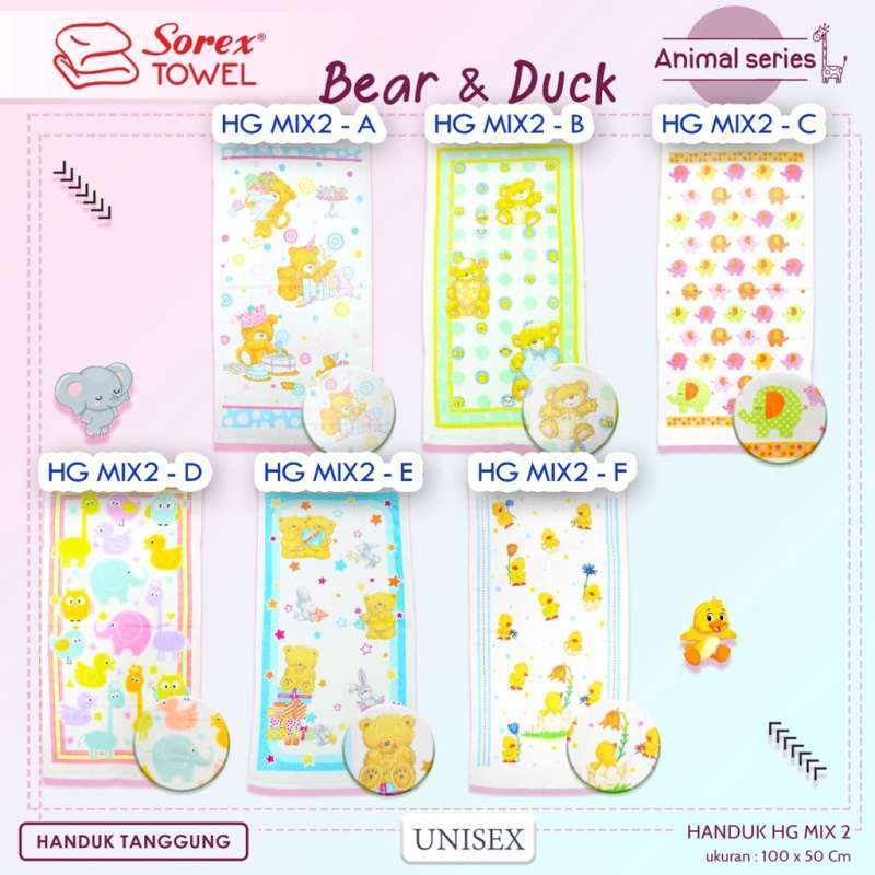 Sorex Handuk Mandi Bayi dan Balita Handuk Gull Animal Series Size 100 x 50cm