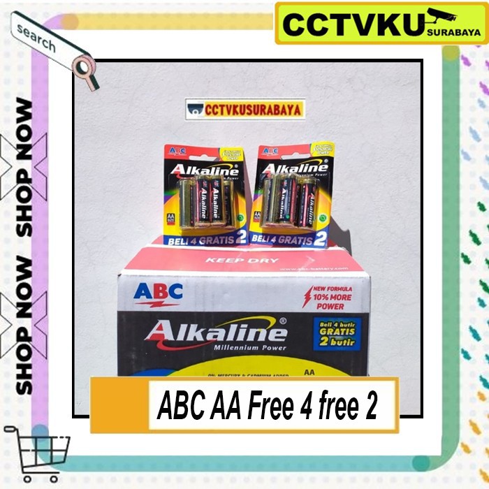 BATERAI ALKALINE ABC AA 4 free 2