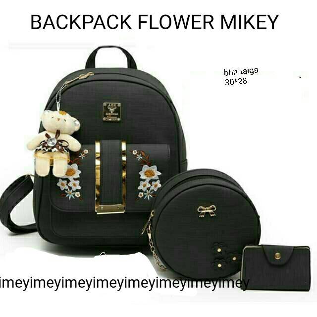 RLY68_Tas Ransel Wanita /Backpack Flower 3in1_Tas Ransel Murah Tanpa Boneka