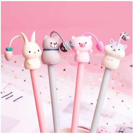 

(1pcs) Bolpen / Pulpen / Pena Gel Lucu Karakter Animal (Babi | Hamster | Kucing | Kelinci)