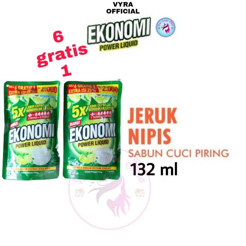 EKONOMI Power Liquid Sabun Pencuci Piring Pouch 132ml - Sabun Ekonomi - Sabun