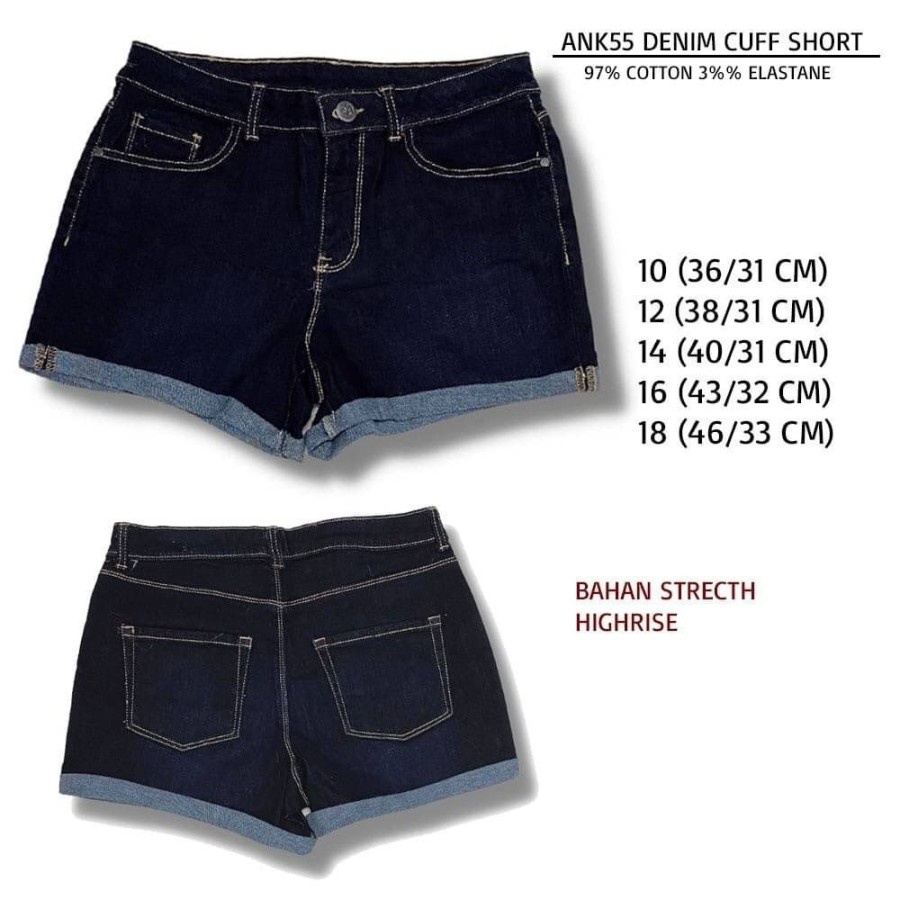 Celana Pendek Wanita Anko 55 Denim Cuff Short