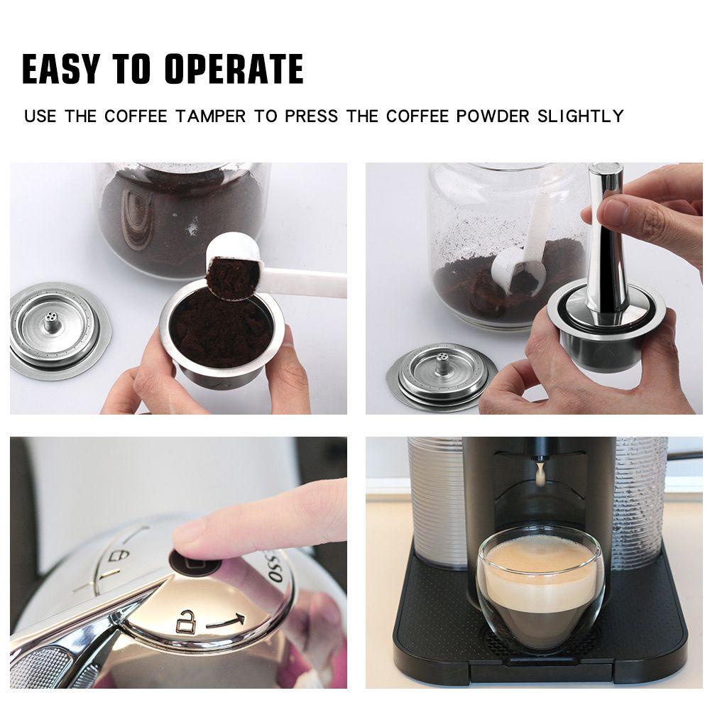 Solighter Kapsul Kopi Espresso Coffee Home Stainless Steel Tamper Crema Maker Reusable Pods