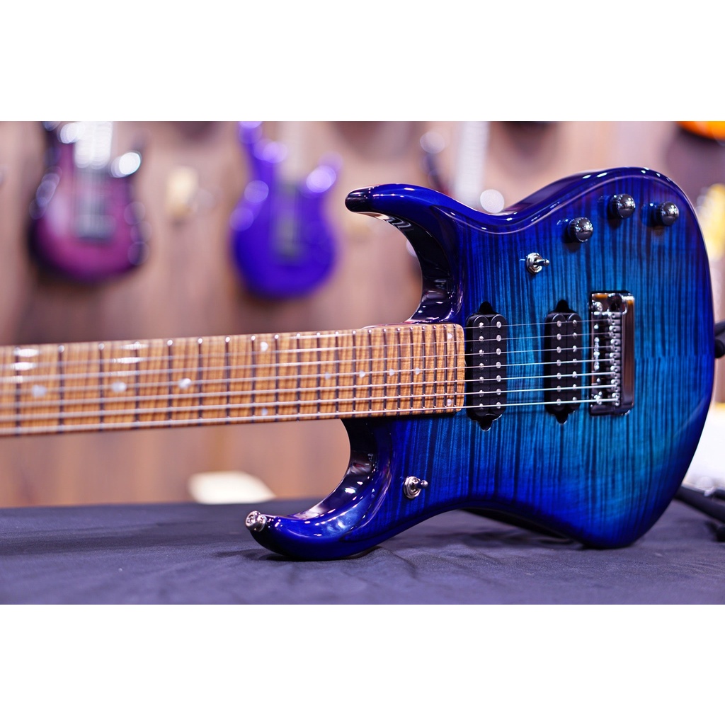 Musicman JP15 7-String - Cerulean Paradise Flame - Roasted Maple F94627