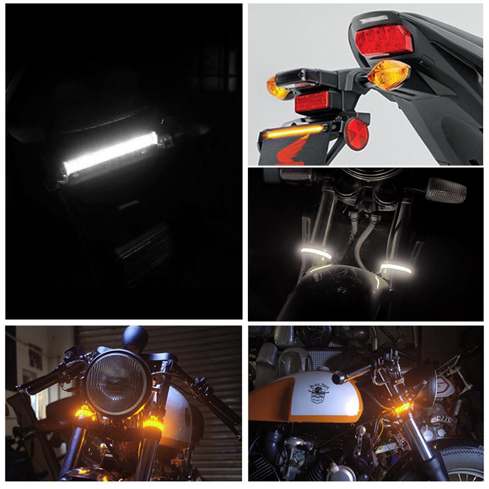 1 Pc Universal LED Sepeda Motor Lampu Sein &amp; DRL Amber Putih Moto Flasher Cincin Garpu Strip Lampu Berkedip Blinker 12V