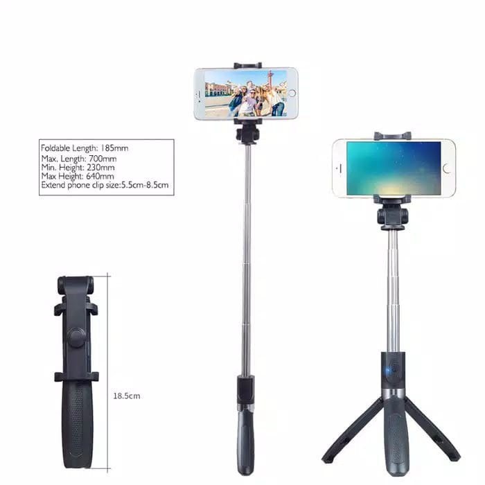 Tongsis Selfie Stick L01 3in1 Tripod &amp; Bluetooh Shutter Original