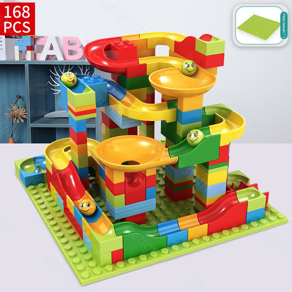 Mumystation 168pcs mainan block susun marble race run building brick blocks