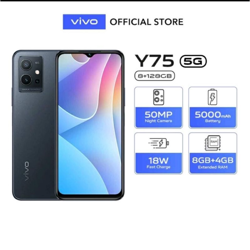 VIVO Y75 5G RAM 8/128 GB | VIVO Y75 5G NFC RAM 12/128 GB GARANSI RESMI VIVO INDONESIA