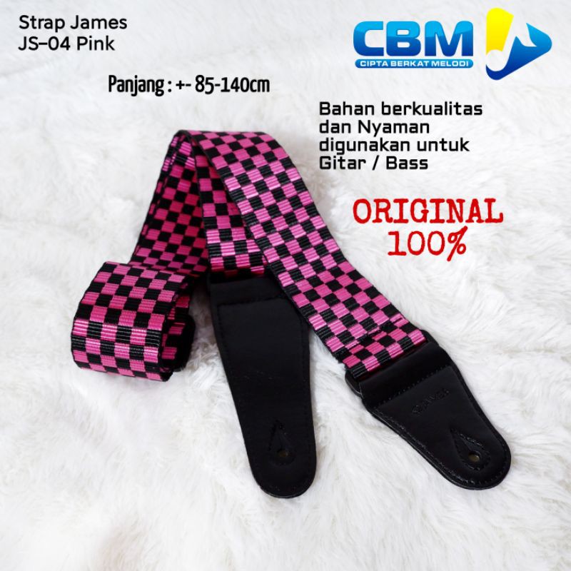 STRAP GITAR BASS STRAP JAMES JS-04 PINK ORI