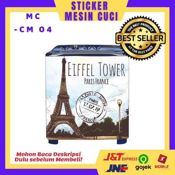 STIKER MESIN CUCI Motif Paris Bisa untuk 1 Tabung atau 2 Tabung/Stiker Mesin Cuci Full Printing/Stik
