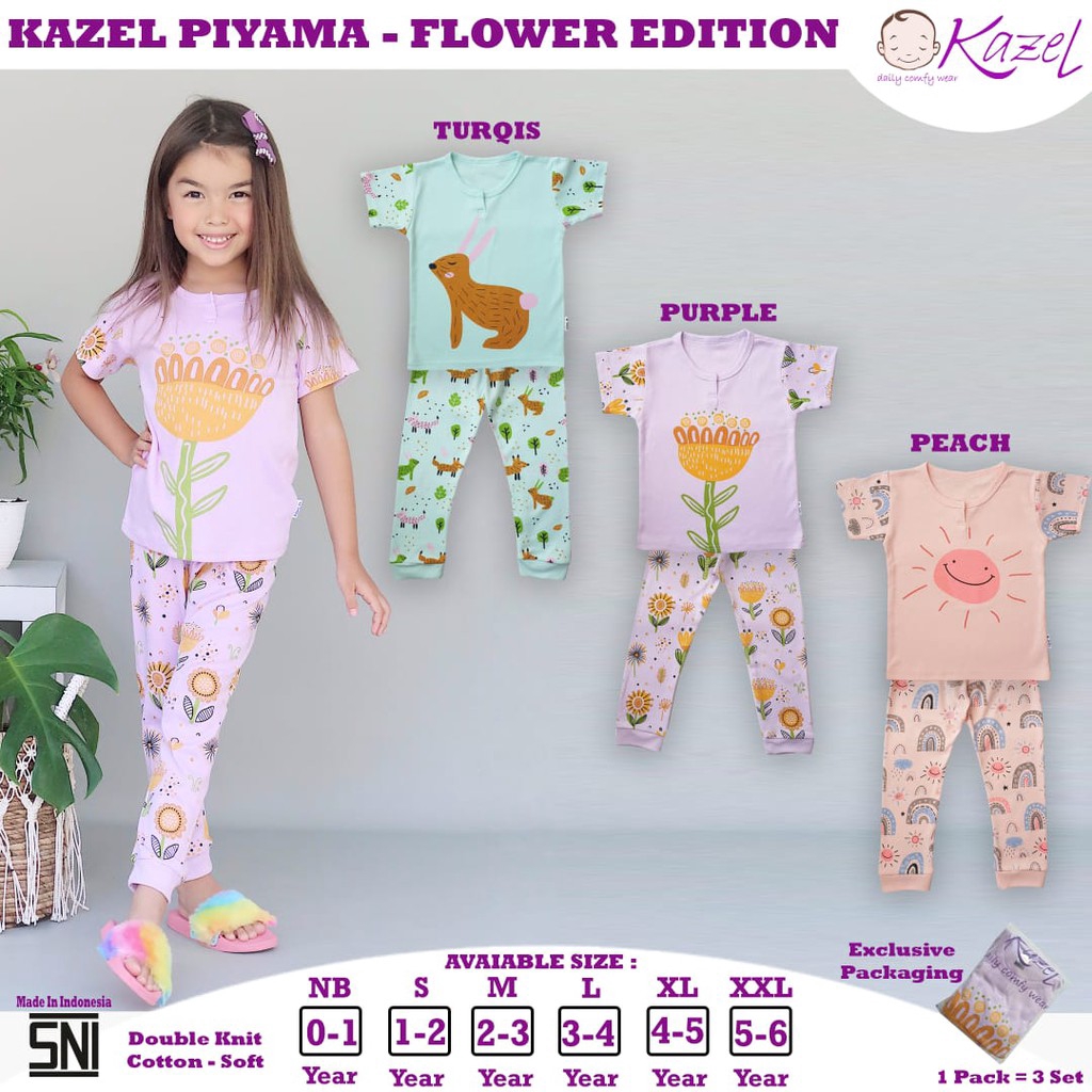 PNB174 PIYAMA ANAK KAZEL PIYAMA FLOWER EDITION