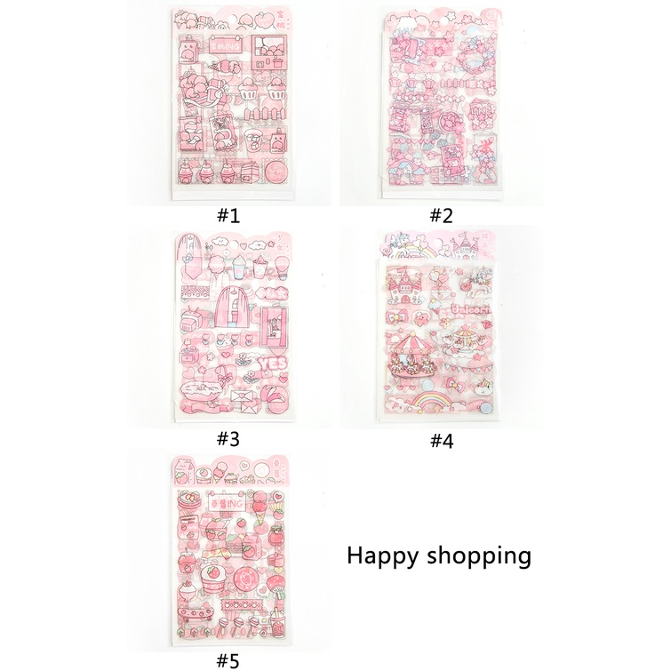 4 Sheets Korean Frosted PET Stationery Decoration Sticker Girl Handbook Diary DIY Material