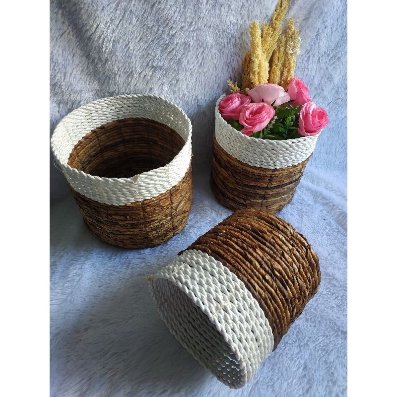 HOME DECOR / cover pot bulat segrass isi 3