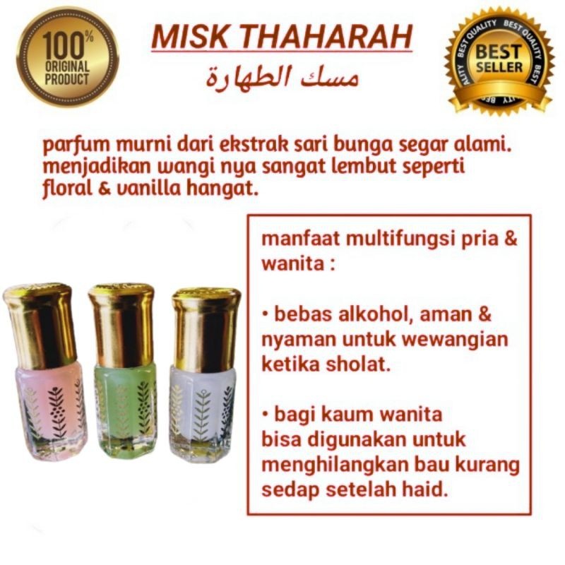 Misk Tharaharah Original Misk Thaharah | Parfum Miss V musk al thaharah 3ml Parfum wanita