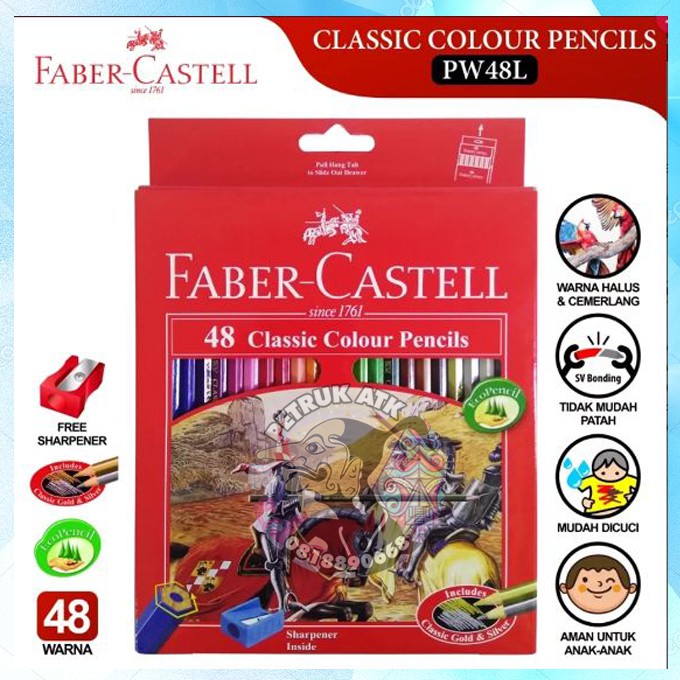 

[SET] PENSIL WARNA FABER CASTELL CLASSIC 48 WARNA PANJANG*