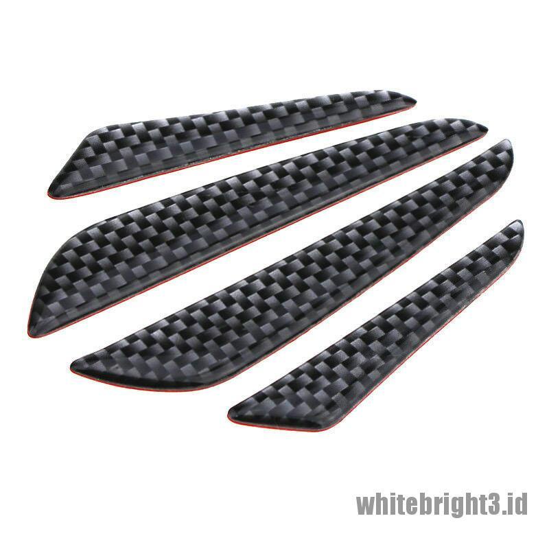4 Pcs Strip Pelindung Ujung Pintu Mobil Bahan Serat Karbon Anti Tabrakan Warna Putih