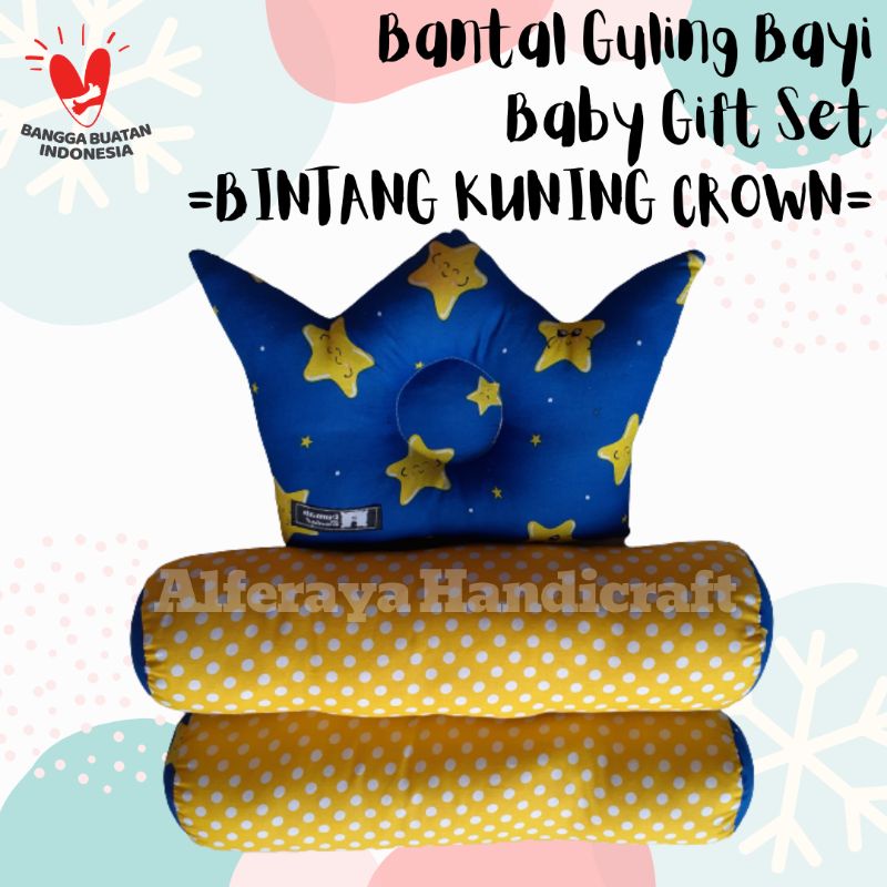 Bantal Guling Bayi / Baby Gift Set Newborn / Kado Bayi-Bintang Kuning Crown