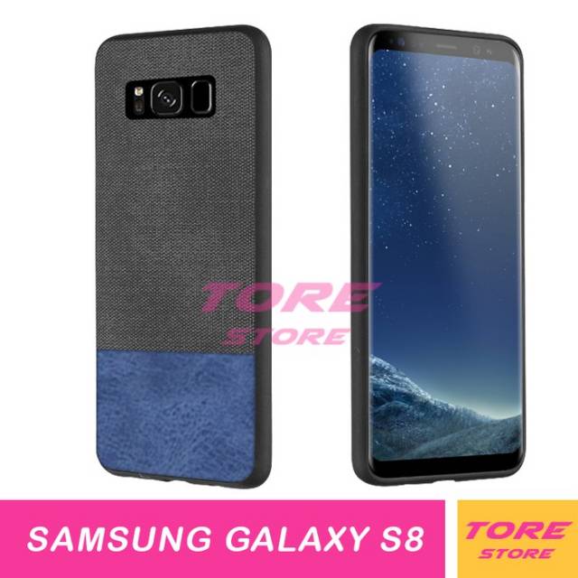 Case Samsung Galaxy S8 Ultra Slim Leather Jeans Denim Fabric Premium Hard Case Casing Hp Samsung S8