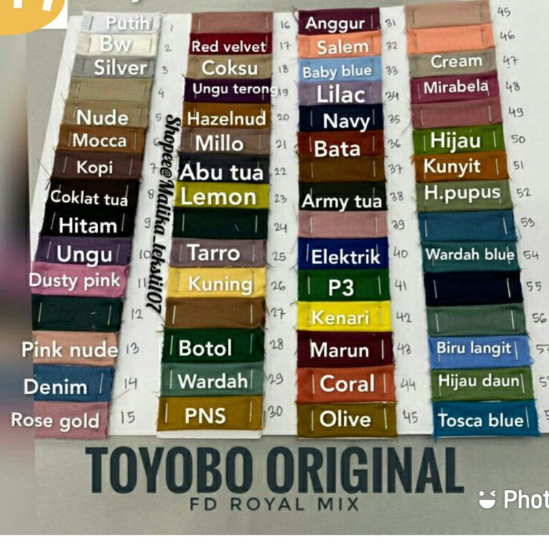 Kain/bahan toyobo/polosan(harga permeter)