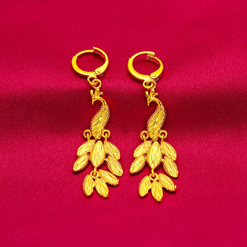 Set Kalung Anting Desain Merak Phoenix Lapis Emas Asli Kadar 375 Gaya Bangkok Untuk Wanita