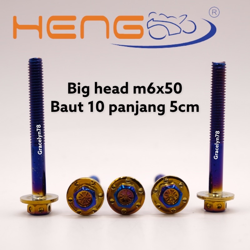 baut probolt BIG HEAD flower HENG m6x50 6x50 2tone twotone baut 10 panjang 5cm