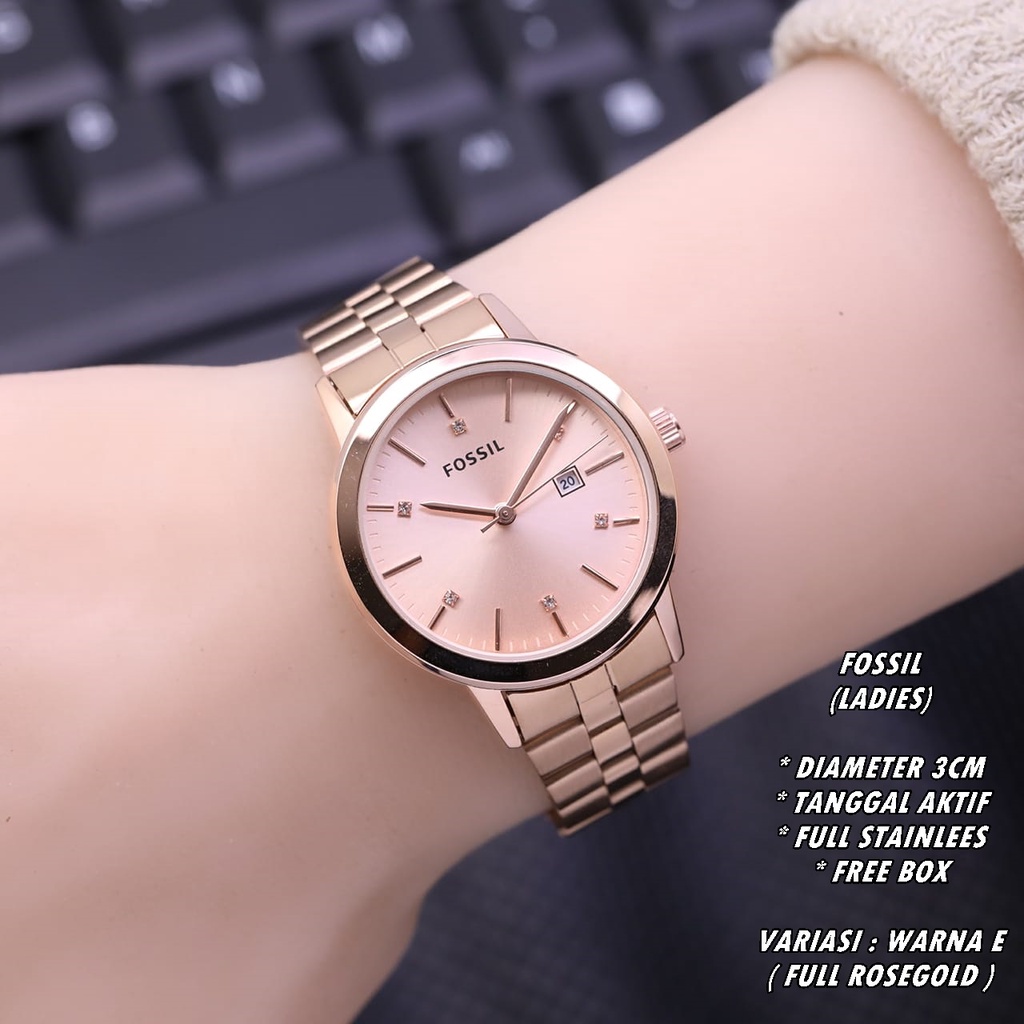 JAM TANGAN WANITA FASHION RANTAI BODY BULAT TANGGAL AKTIF